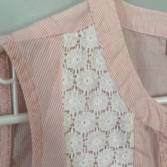 Elle pin striped embroidered lace tank Large - Picture 2 of 9